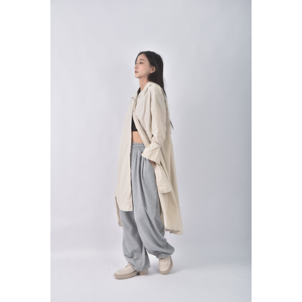 (XL) meier q質感棉質素面杏色洋裝二手衣, , large