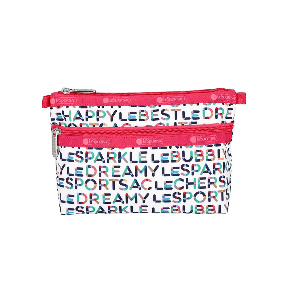 LeSportsac Cosmetic Clutch 雙層拉鍊收納化妝包/ 趣味字母 Cosmetic Clutch 雙, , large