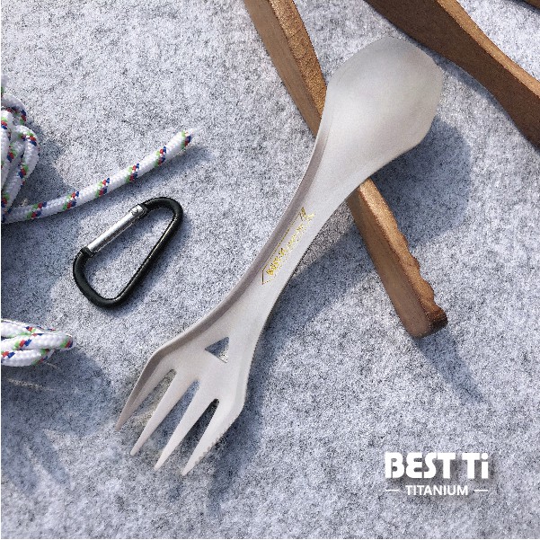 【純鈦拓荒者】多功能餐具 鈦餐具 湯匙 叉子 環保餐具 純鈦餐具 野餐 露營 餐具, , large