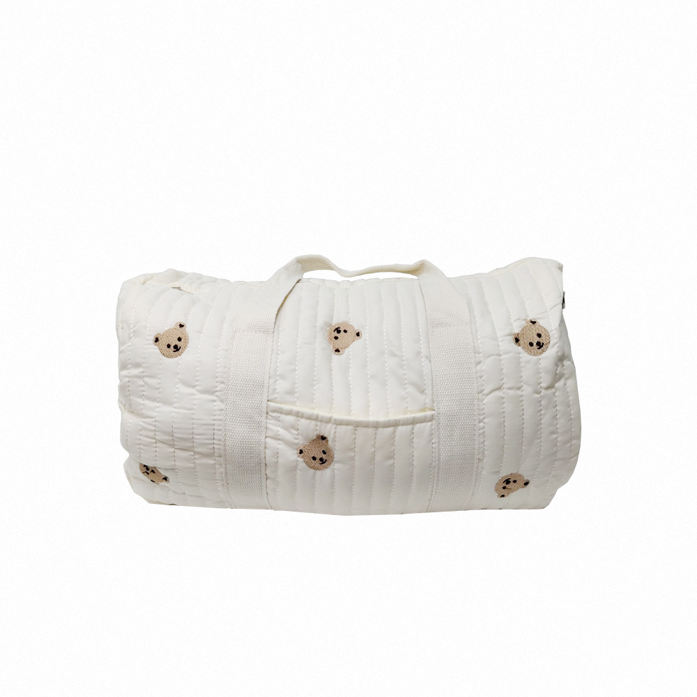 【上手家居】純棉刺繡媽媽包 刺繡小兔(波士頓包/媽咪包/行李包/母嬰包/旅行收納包), , large