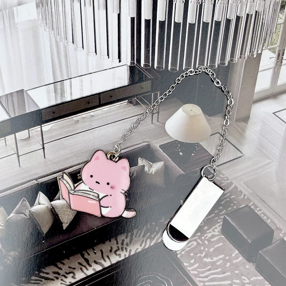 貓咪書籤【22種款式可選】金屬鍊條書籤 隱形書籤 琺瑯貓咪吊飾 書籤夾 金屬書籤 吊掛貓咪 陪讀小貓 貓咪吊飾 鋅合金 兩用書籤, , large