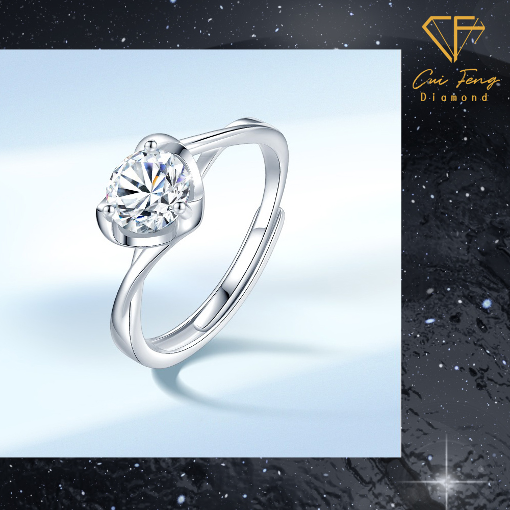 【CF鑽飾】戒指《1克拉男女對戒 典雅B》莫桑鑽 純銀 鑽戒, , large