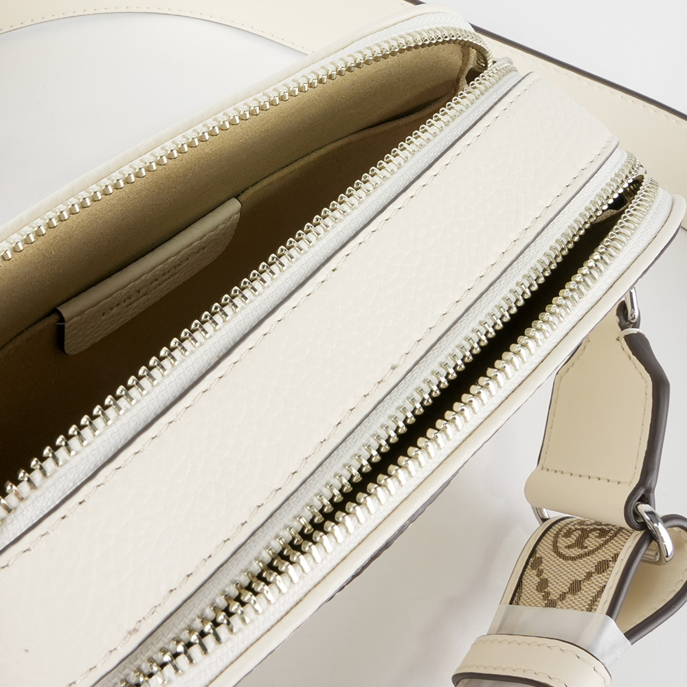 TORY BURCH Miller 荔枝紋雙拉鍊迷你相機包(新象牙白), , large