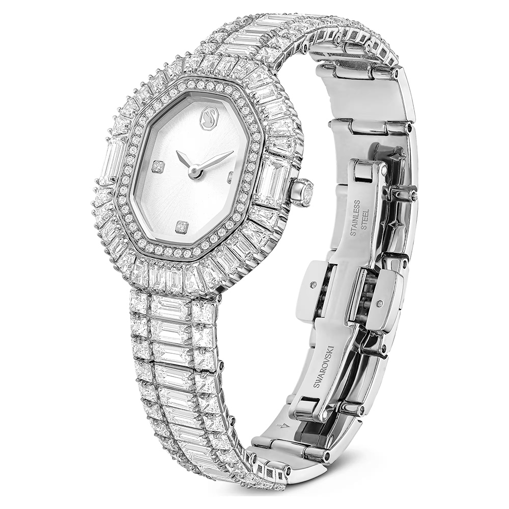 SWAROVSKI 施華洛世奇 Matrix 方形切割水晶八角手鐲式手錶 女錶-30x25mm(5724516)