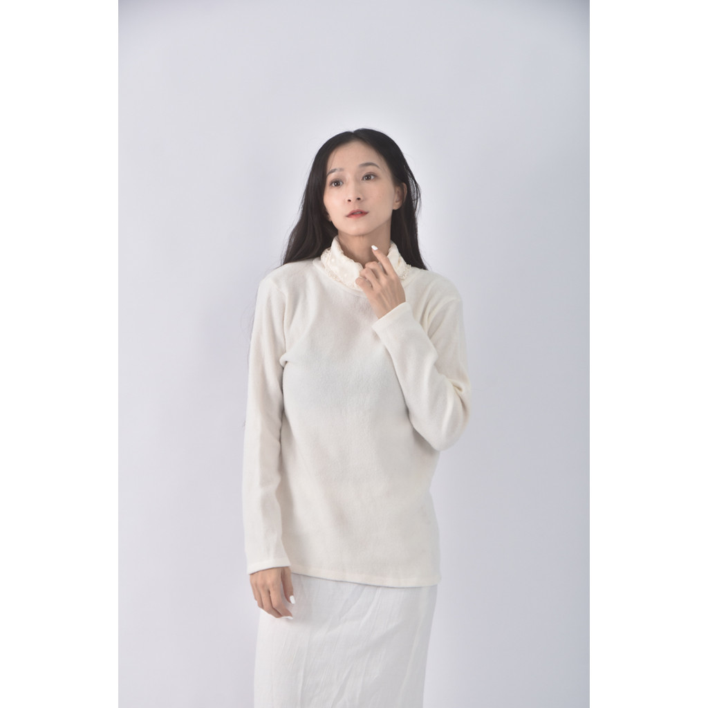 (M) captain日系假兩件白色長袖上衣二手衣, , large