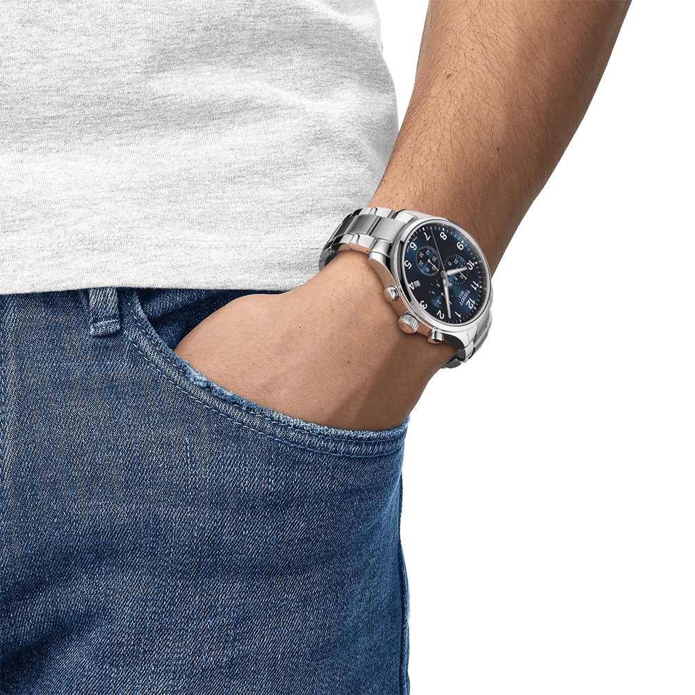 TISSOT天梭 韻馳系列 Chrono XL計時手錶-藍x銀/45mm  T1166171104701, , large
