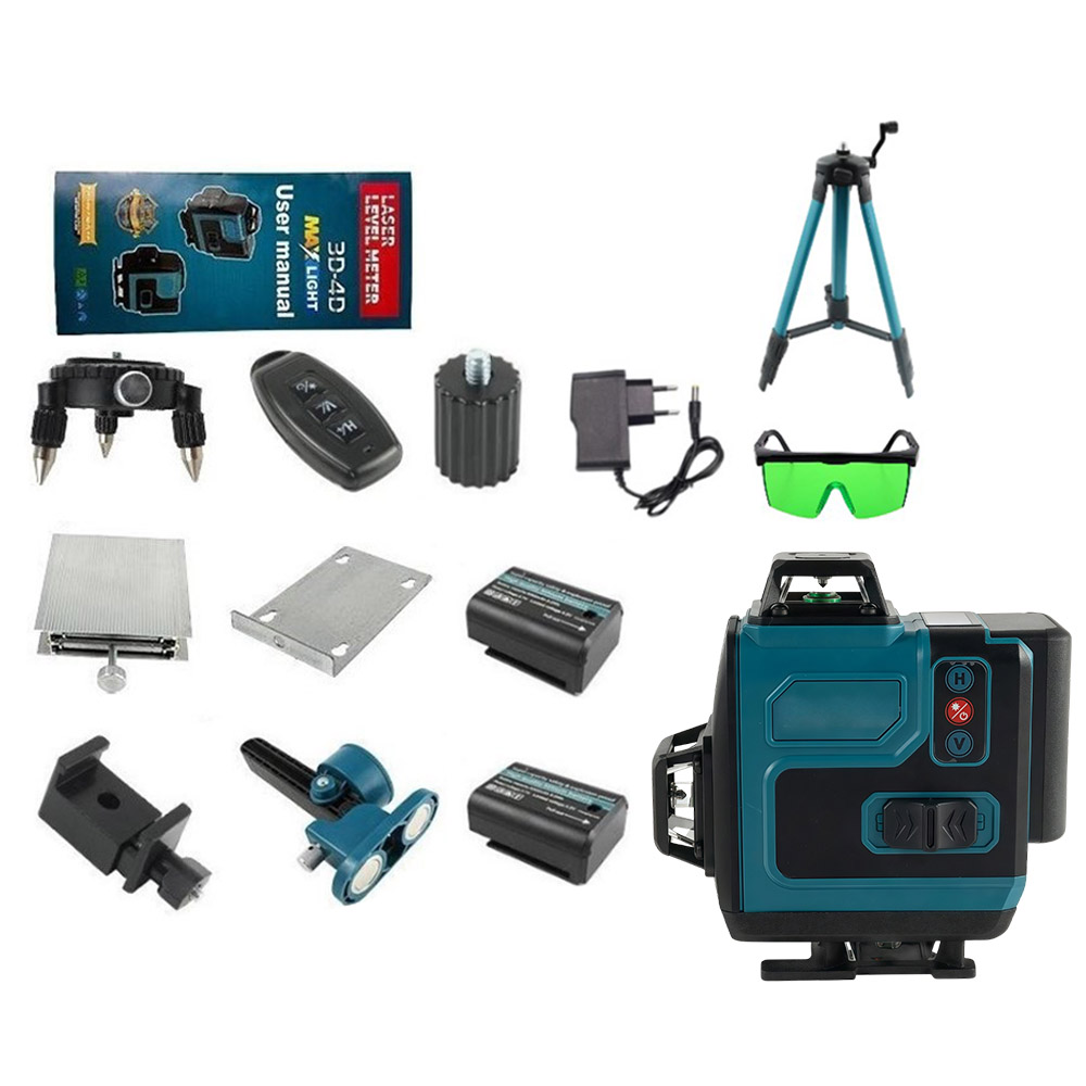 便攜式16線激光水平儀-豪華版2電1充套組(多大腳架+護目鏡), , large