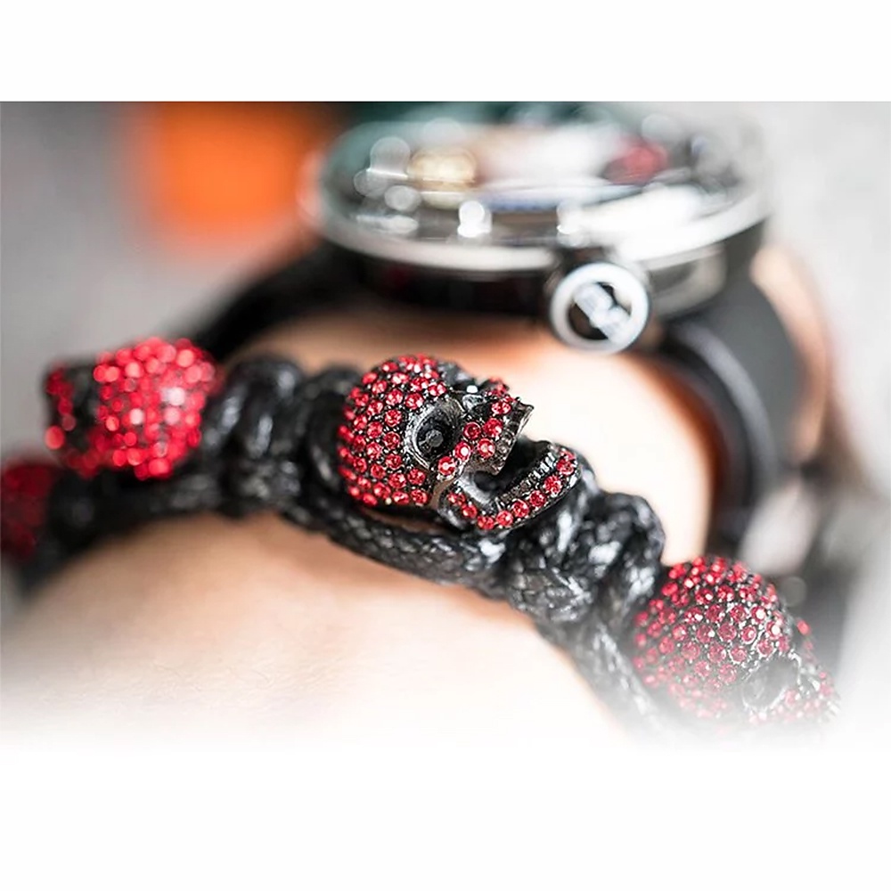 BOMBERG 炸彈錶 紅水鑽黑骷髏黑色手環-S (JW-BKT-PBA.S5.3), , large
