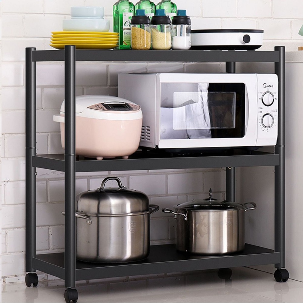 【誠宜居家】60x35x80公分《黑色》三層不鏽鋼隙縫架(贈輪組)-加強底部橫梁-收納架 不鏽鋼置物架 不銹鋼置物架 廚房不銹鋼置物架 置物架 家電架 廚房架 架子), , large
