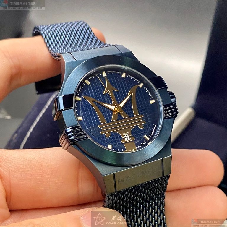 [星晴錶業]MASERATI手錶,42mm,R8853108008寶藍色錶面寶藍錶殼寶藍米蘭錶帶款, , large
