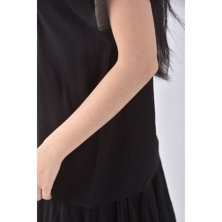 (S) emery rose質感黑色短袖上衣二手衣, , large