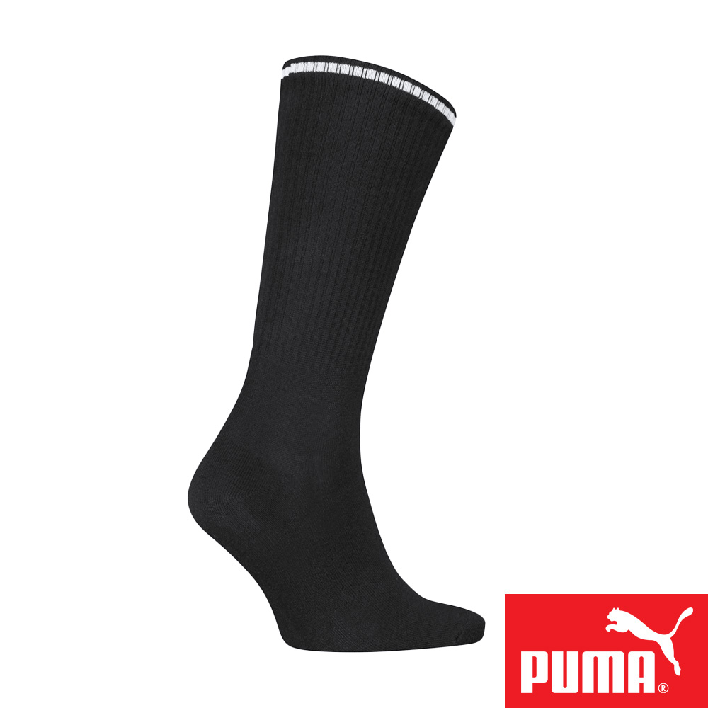 PUMA 男女款中筒襪1雙裝 彪馬 跳豹 男襪 女襪 襪子 運動襪 小腿襪 棉襪 柔軟 棉質 舒適 高彈 耐磨 黑 白, 黑,39-42(EU)/25-27(cm), large