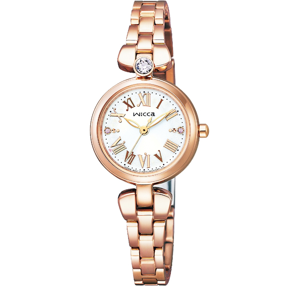 CITIZEN 星辰 Wicca 廣告款 太陽能晶鑽女錶-玫瑰金/23.5mm KP5-662-11, , large