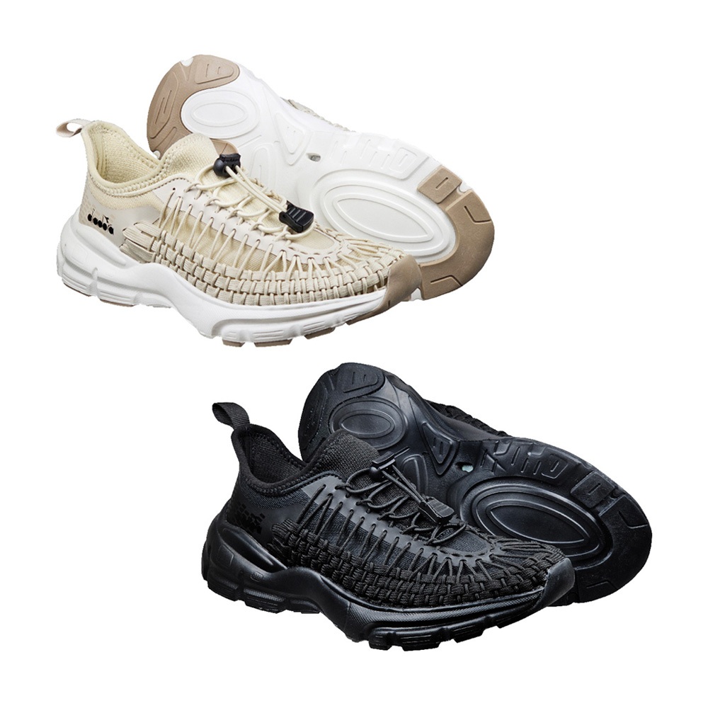 DIADORA迪亞多那 編織戶外輕旅鞋 女運動鞋 休閒鞋 女鞋 輕量 透氣 散熱 排濕 彈性 耐穿 耐磨 止滑 米 黑