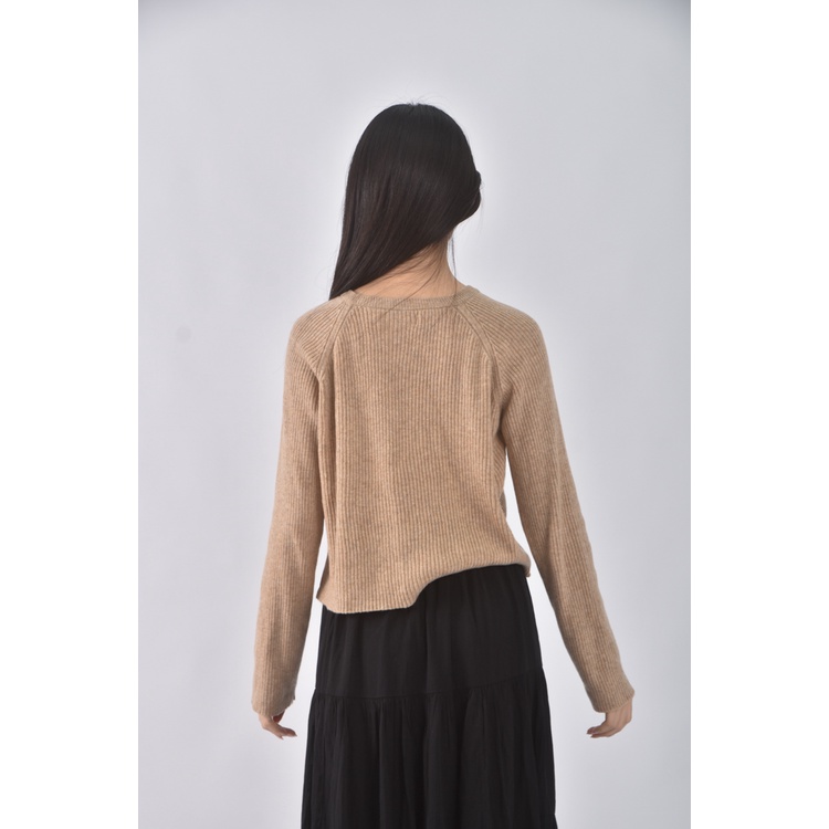 (S) manhattan質感圓領杏色長袖上衣二手衣, , large