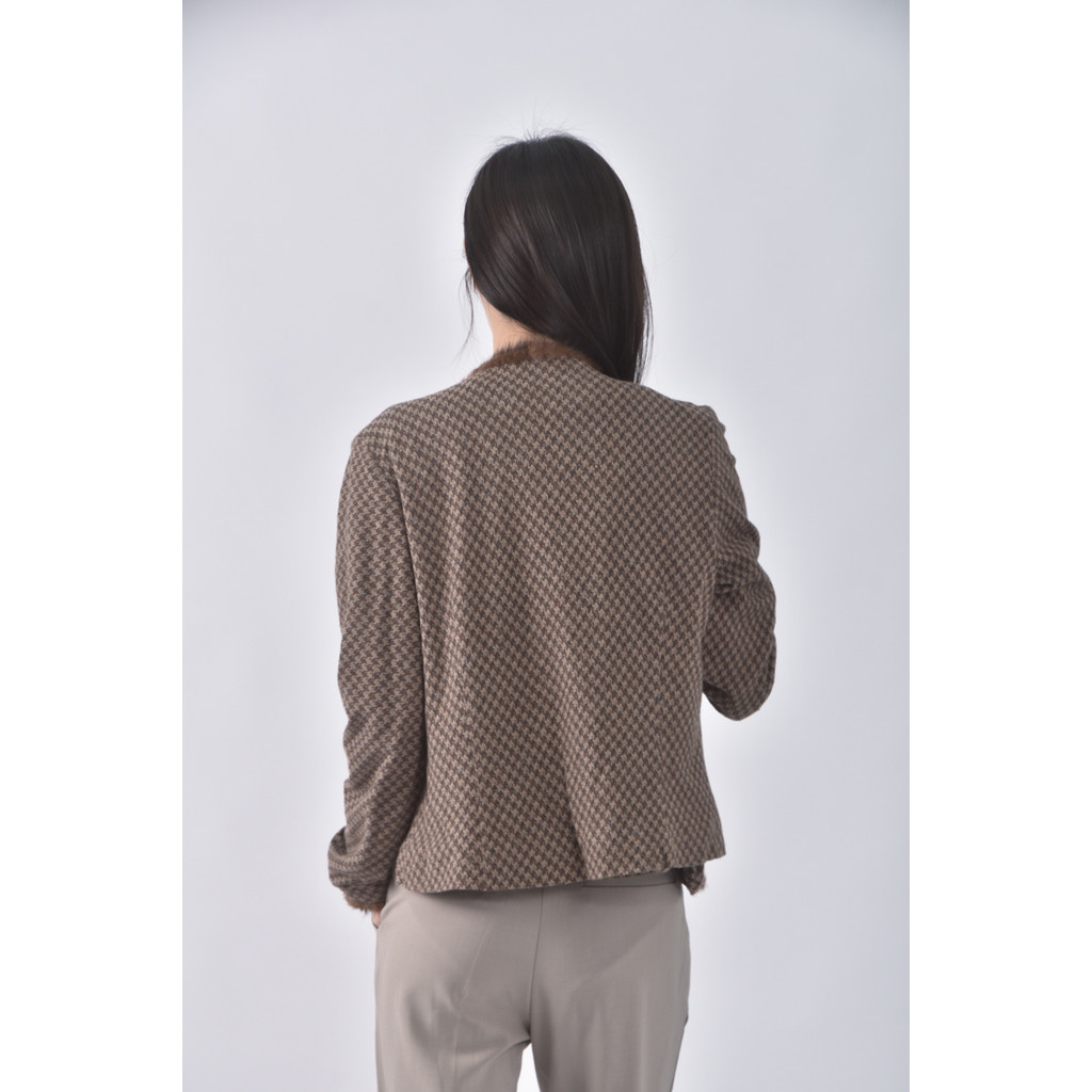 (S) safarny格紋棕色長袖上衣二手衣, , large