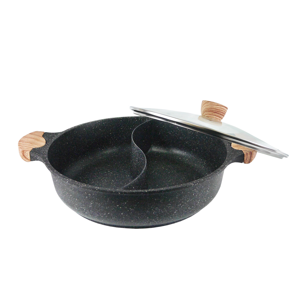 KIYODO麥飯石不沾鴛鴦鍋-32cm-1組, , large