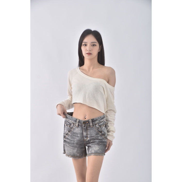 (S) 衣絲不罣丹寧牛仔棉質灰色短褲二手衣, , large