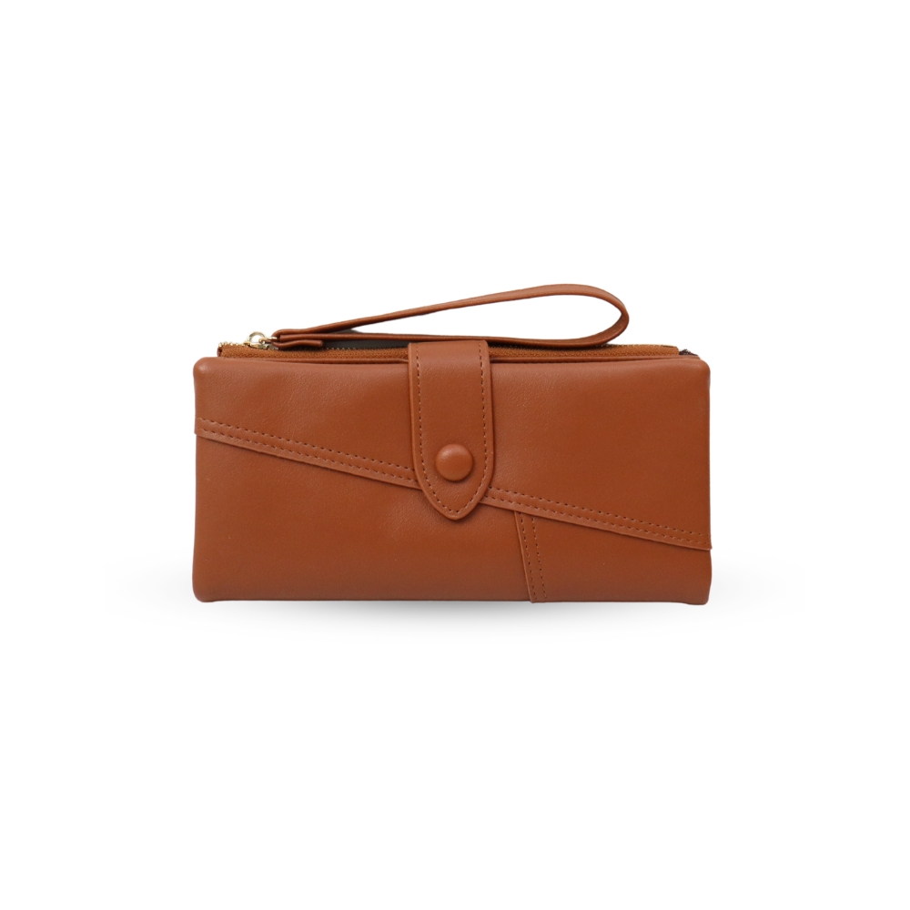 Soir&eacute;e  典雅對折長夾-卡其 多卡位收納 人氣女用皮夾 女夾鈔票卡片零錢收納包