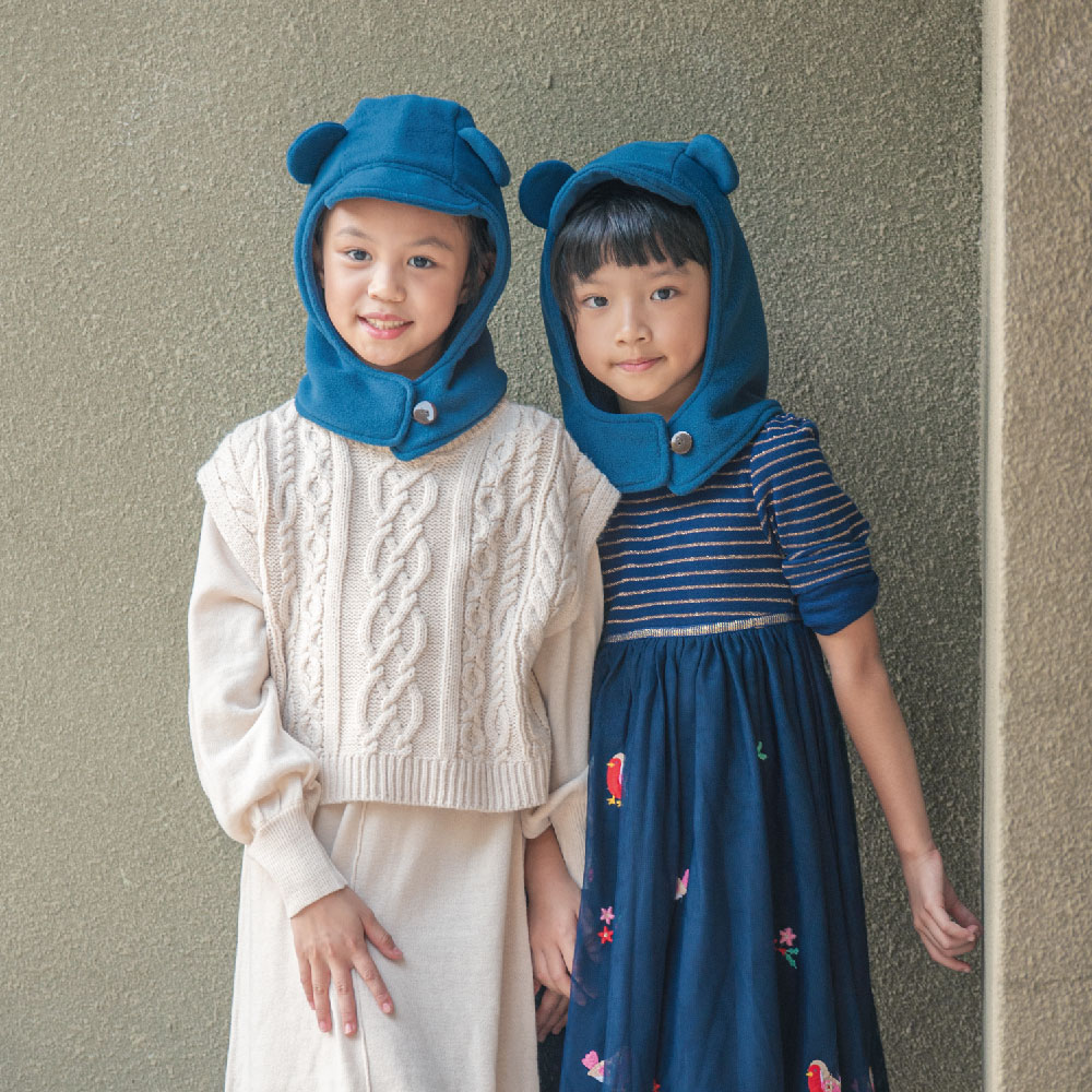 ｜藍｜熊熊護耳保暖帽(兒童款), , large