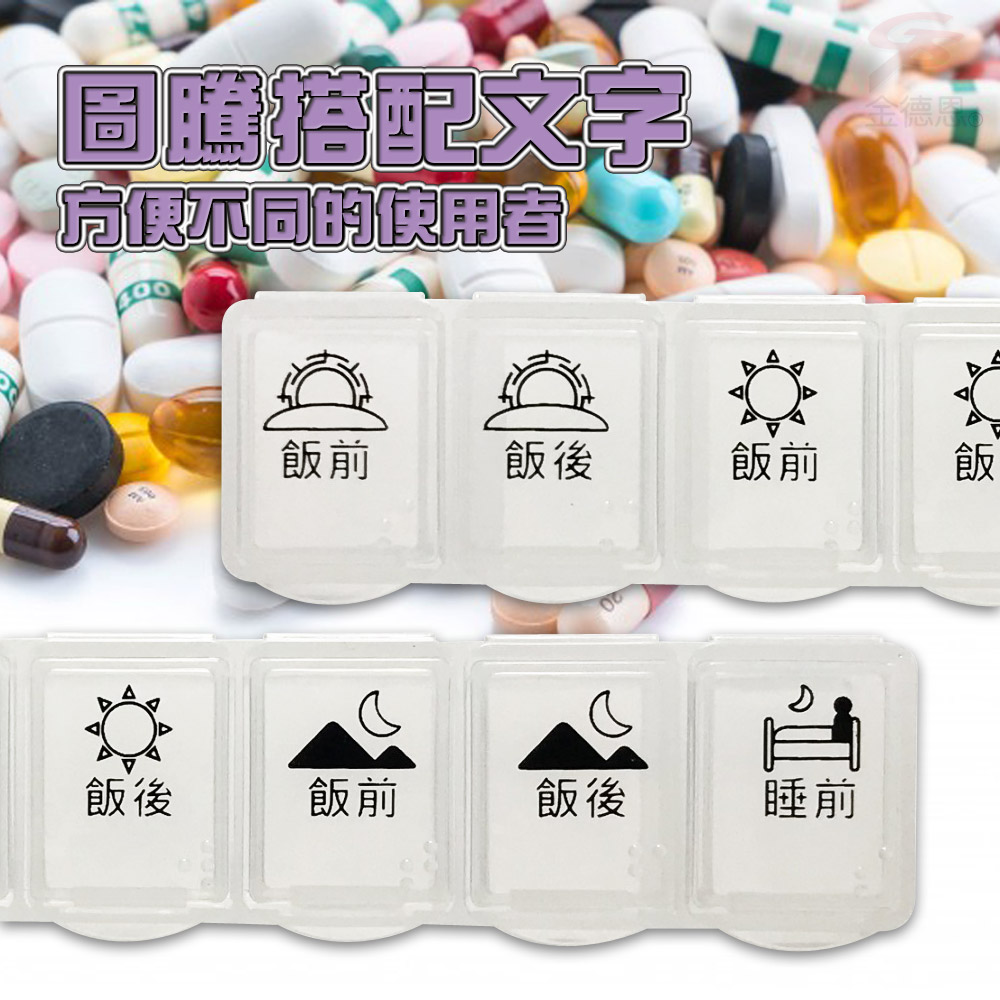 GS MALL 糖尿病專用 7格藥盒 藥盒 隨身藥盒 收納藥盒 7格藥盒 透明藥盒 糖尿病藥盒, , large