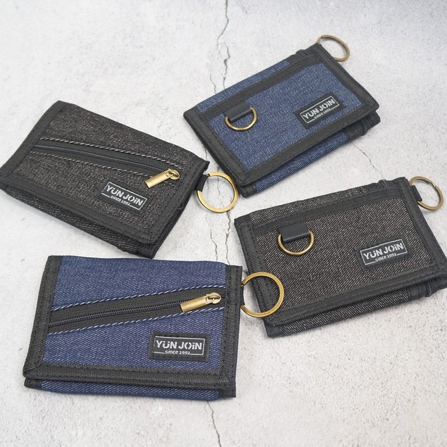 【YUN JOIN】 Denim nylon tri-fold short clip, , large