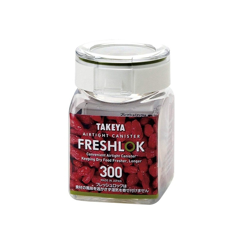 TAKEYA Airtight Food Storage Containers Made in Japan, Clear Square Canisters 1.1L / 500ml / 300ml, Leakproof Kitchen Storage Jars for Dry Food, Spices, Pantry Organization, , large