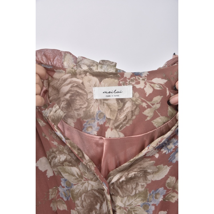 (S) moirai碎花氣質粉色洋裝二手衣, , large