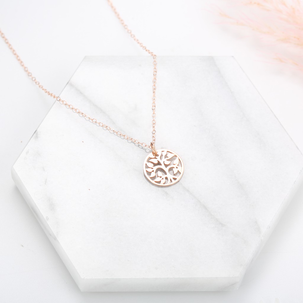 Tree of Life s925 sterling silver 18k Rose gold-plated necklace gift, , large