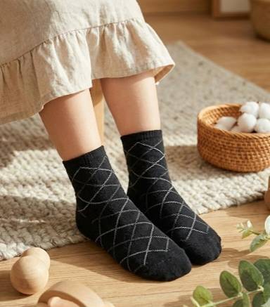 [Kaimei Cotton] MIT Made in Taiwan Big Children's Pure Cotton Diamond Pattern Women's Socks 18-22cm-8 Pairs, , large