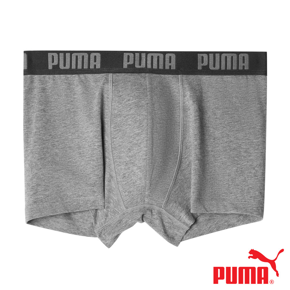PUMA 平口內褲 1件組 彪馬 跳豹 男內褲 平角內褲 修身 防捲邊 貼合 耐穿 柔軟 棉質 排汗 透氣 抗菌 黑 灰, 灰,M, large