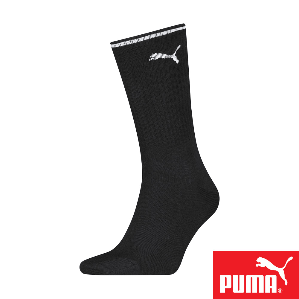PUMA 男女款中筒襪1雙裝 彪馬 跳豹 男襪 女襪 襪子 運動襪 小腿襪 棉襪 柔軟 棉質 舒適 高彈 耐磨 黑 白, 黑,35-38(EU)/23-25(cm), large