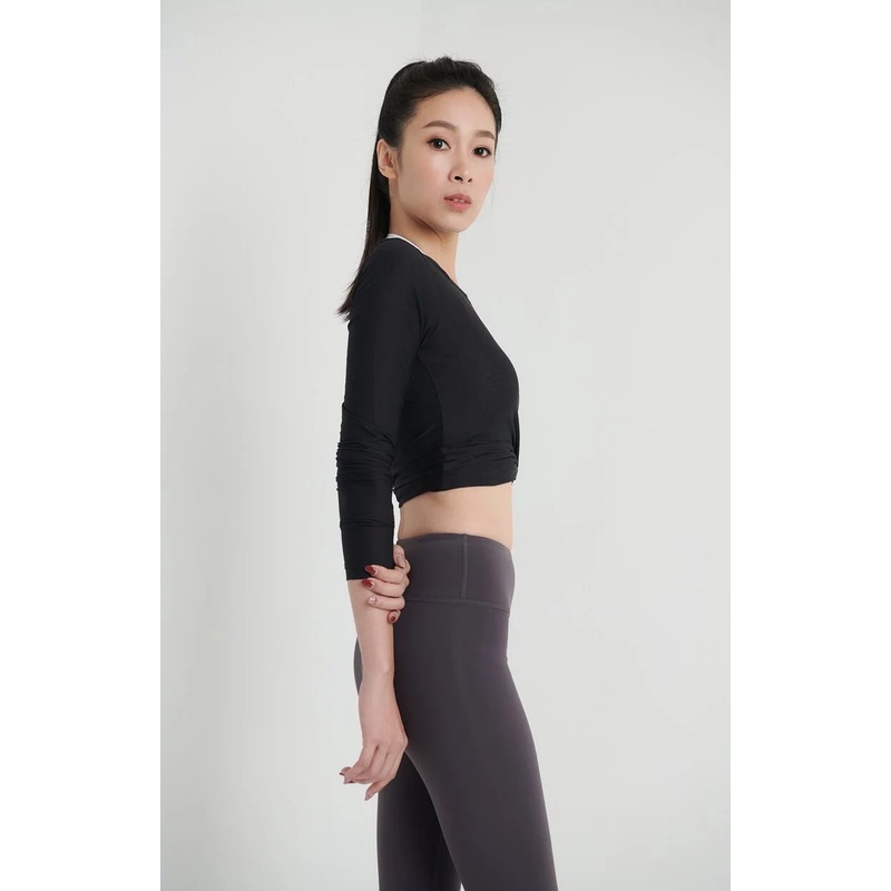YOGA FLOW Ula Tshirt - 長袖圓領罩衫 - 墨黑 Black, , large