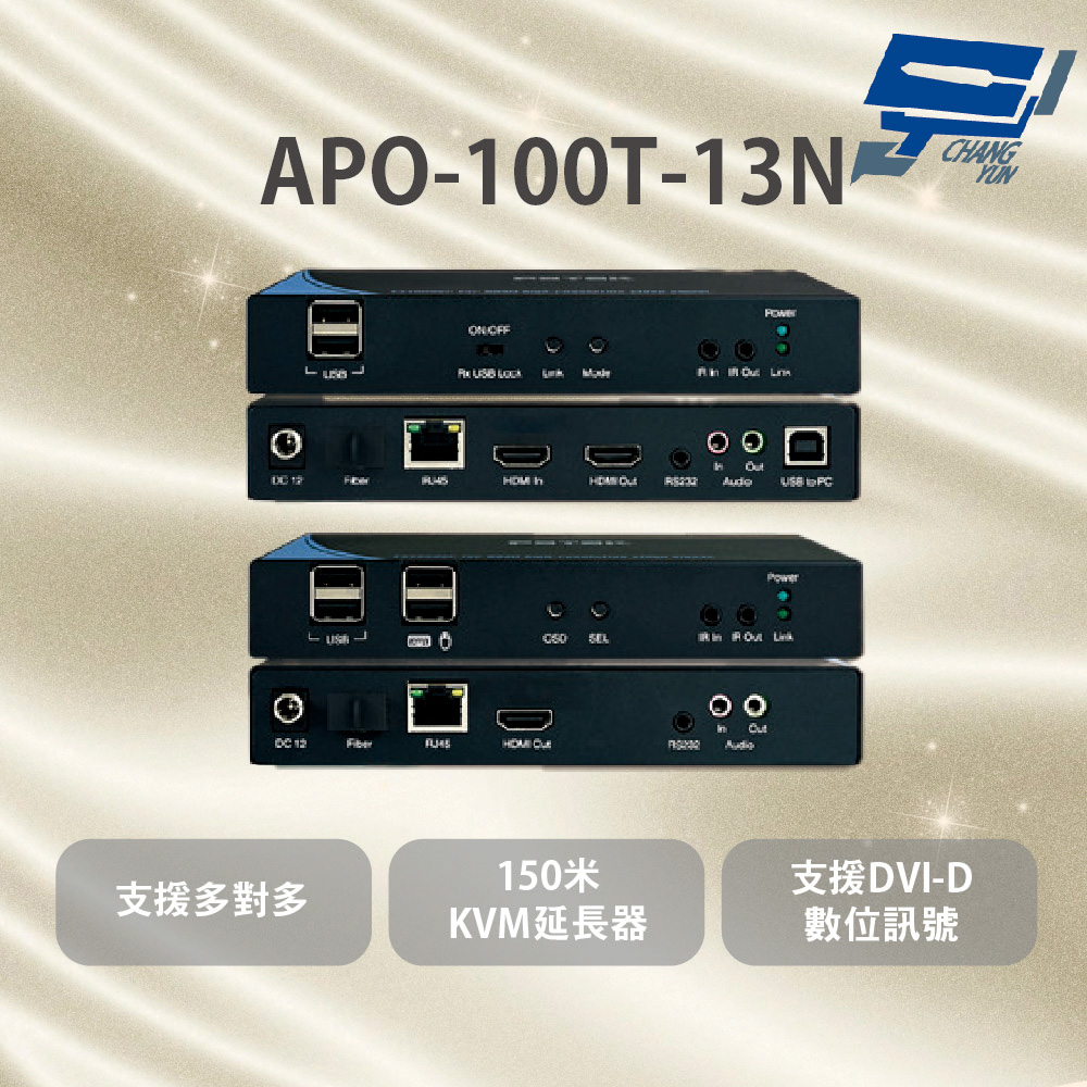 昌運監視器 APO-100T-13N 支援TCP/IP標準網路通訊協定 一個發送端對接一個接收端連接網路線可達150米, , large