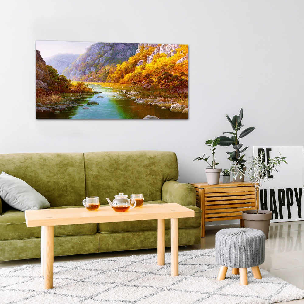 【御畫房】金秋溪水 國家一級畫師手繪油畫60×120cm(VF-115), , large