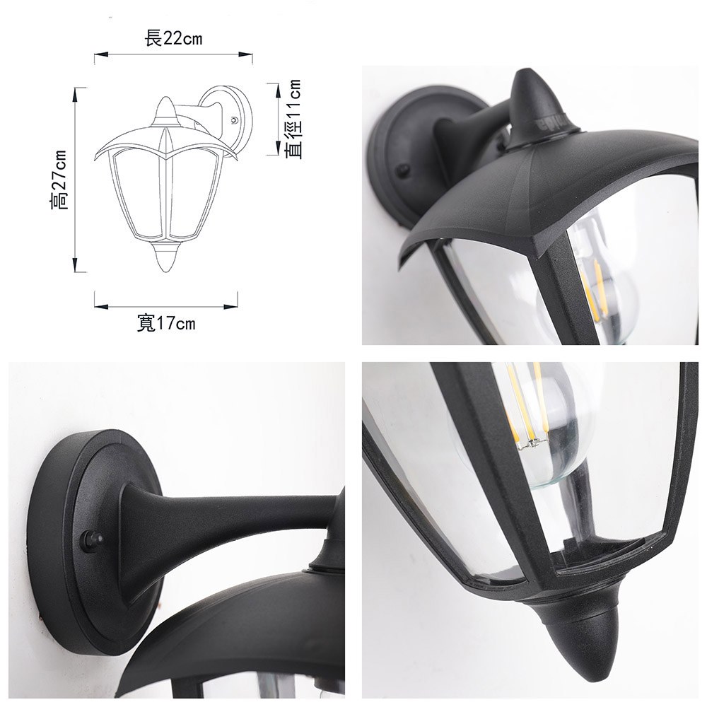 【卡米達】E27戶外庭園壁燈(CA1011WDBK), , large