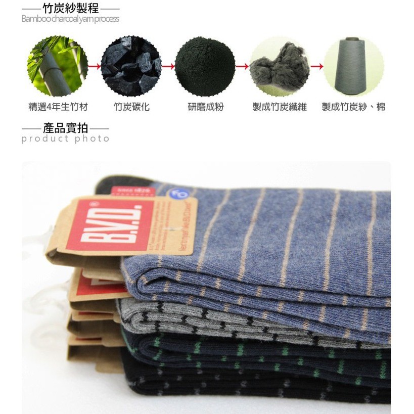 【BVD】竹炭細條紋男襪<深灰>B342 男襪 長襪 休閒襪, , large