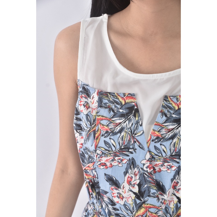 (S) eyescream質感拼接藍色洋裝二手衣, , large