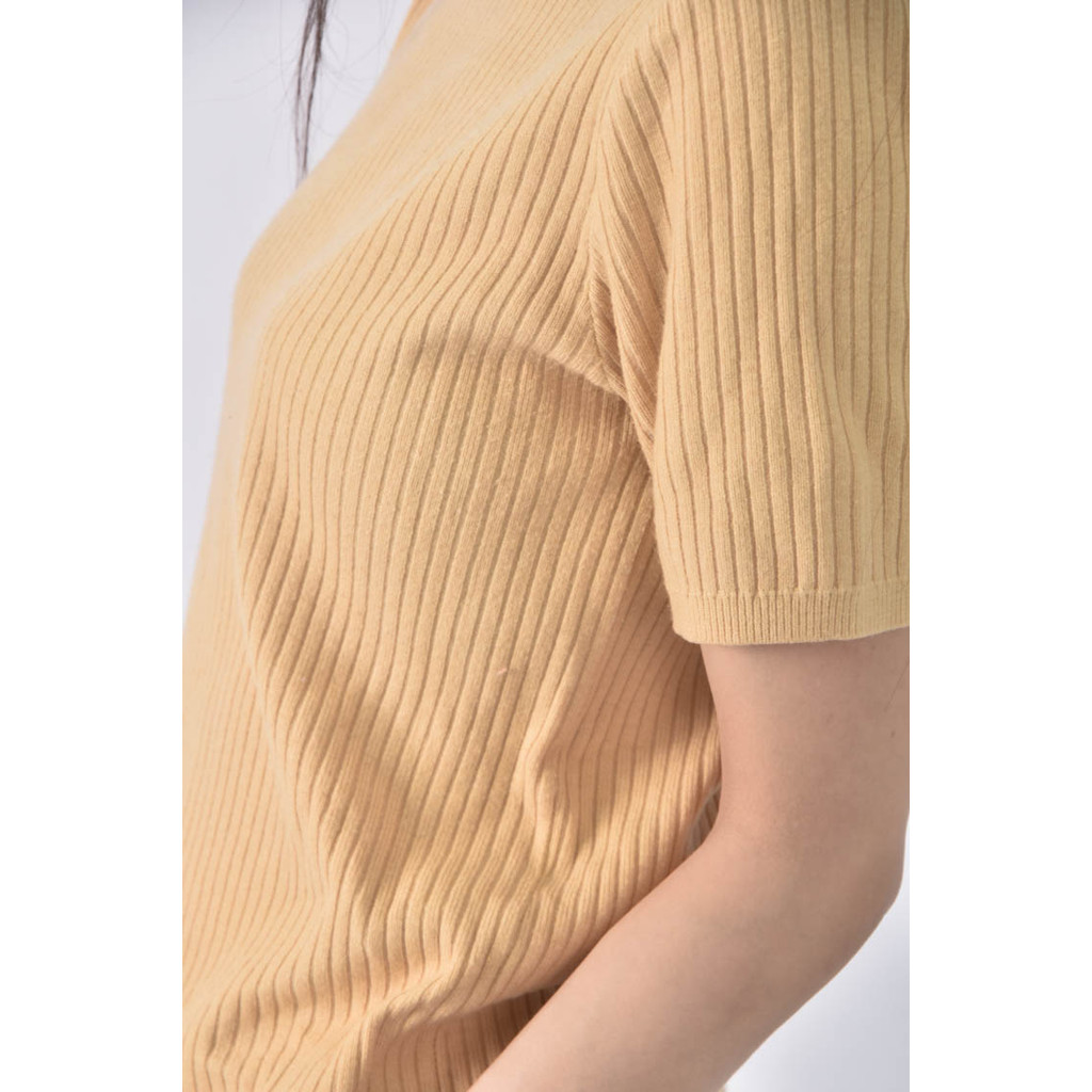 (S) bebuchon針織圓領黃色短袖上衣二手衣, , large