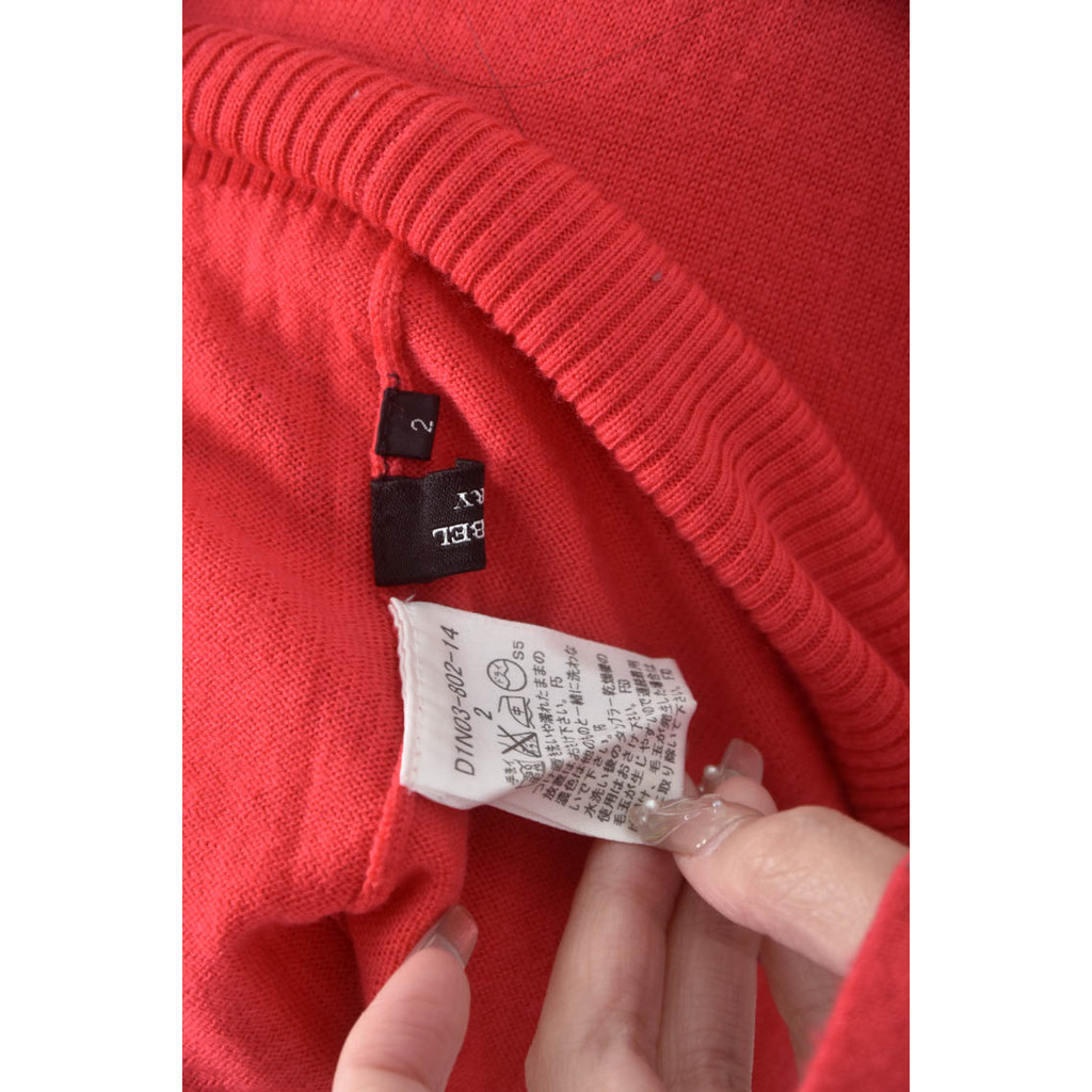 (L) burberryv領紅色長袖上衣二手衣, , large