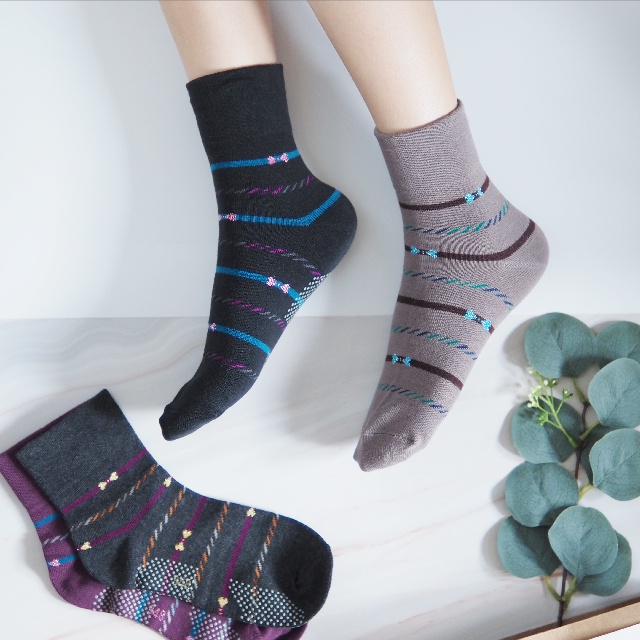 [Kaimei Cotton] 6 pairs set, random and excellent, made in Taiwan by MIT, wide-mouthed women’s version of senior socks without bunch marks - playful bow tie style, Kaimei Cotton, , large