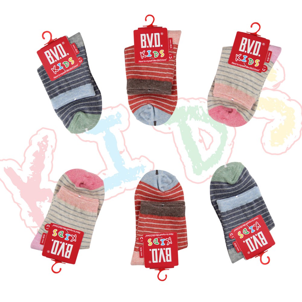 【BVD】自在條紋3/4童襪<磚紅,13-16cm>B261 短襪 襪子, 磚紅,13-16CM, large