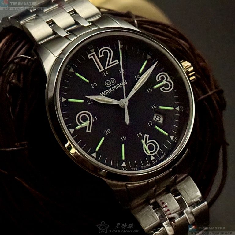 [星晴錶業]WAKMANN手錶,42mm,WA00049寶藍色錶面銀錶殼銀色精鋼錶帶款, , large