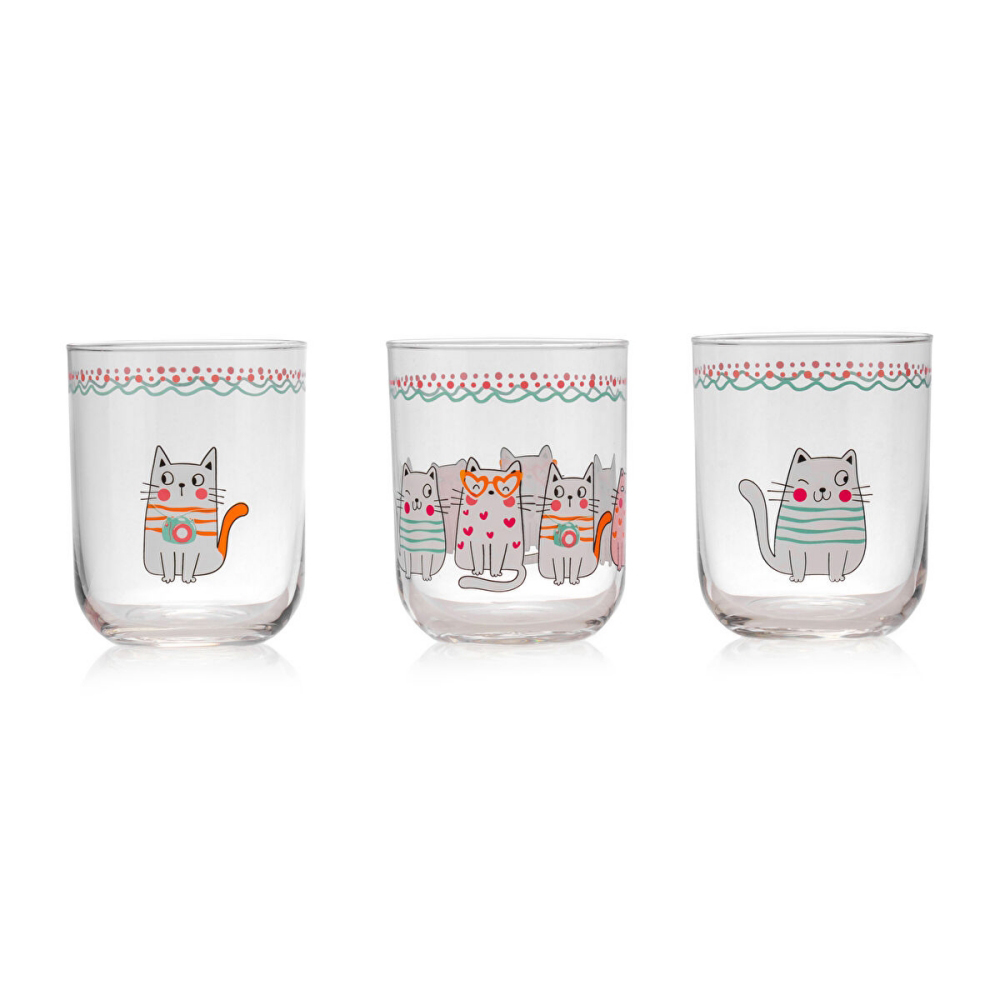 【SOLO Vintage】LCW Home 350ml Cute Cat Glass Cup Set Made in Turkey, , large