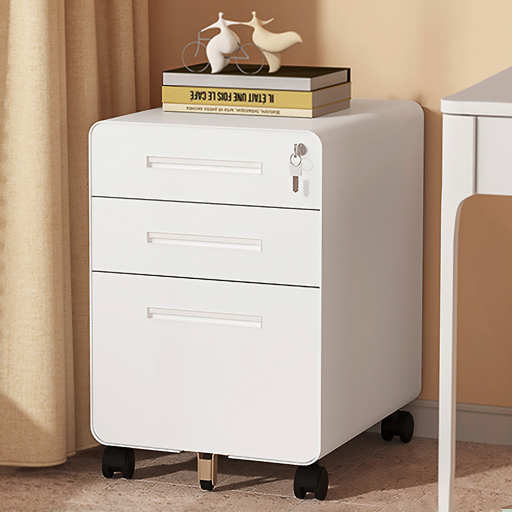 【AOTTO】免安裝附鎖桌下收納抽屜活動櫃(AC-703W), , large