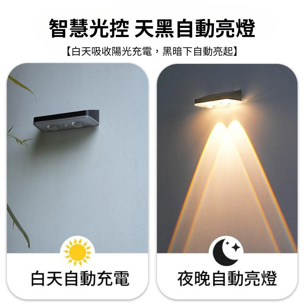 Solar-powered outdoor sensor light / tri-color lighting, , large