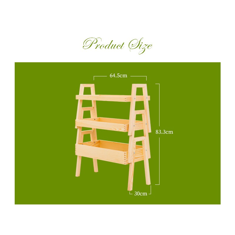 【Y HOUSE】trapezoidal three-layer pine wood rack storage rack wooden shelf solid wood rack, , large