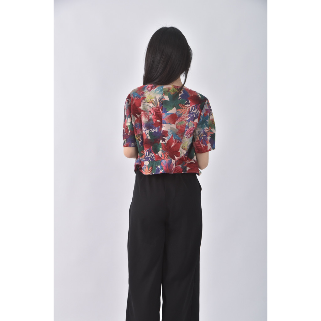 (M) 質感綁帶紅色罩衫二手衣, , large