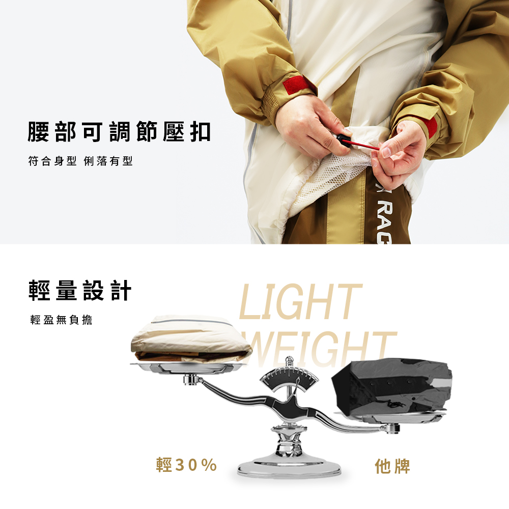 [TDN]AIR超輕工殼機能套裝兩件式風雨衣(超防水速乾機車雨衣EP4838)小麥色M號, , large