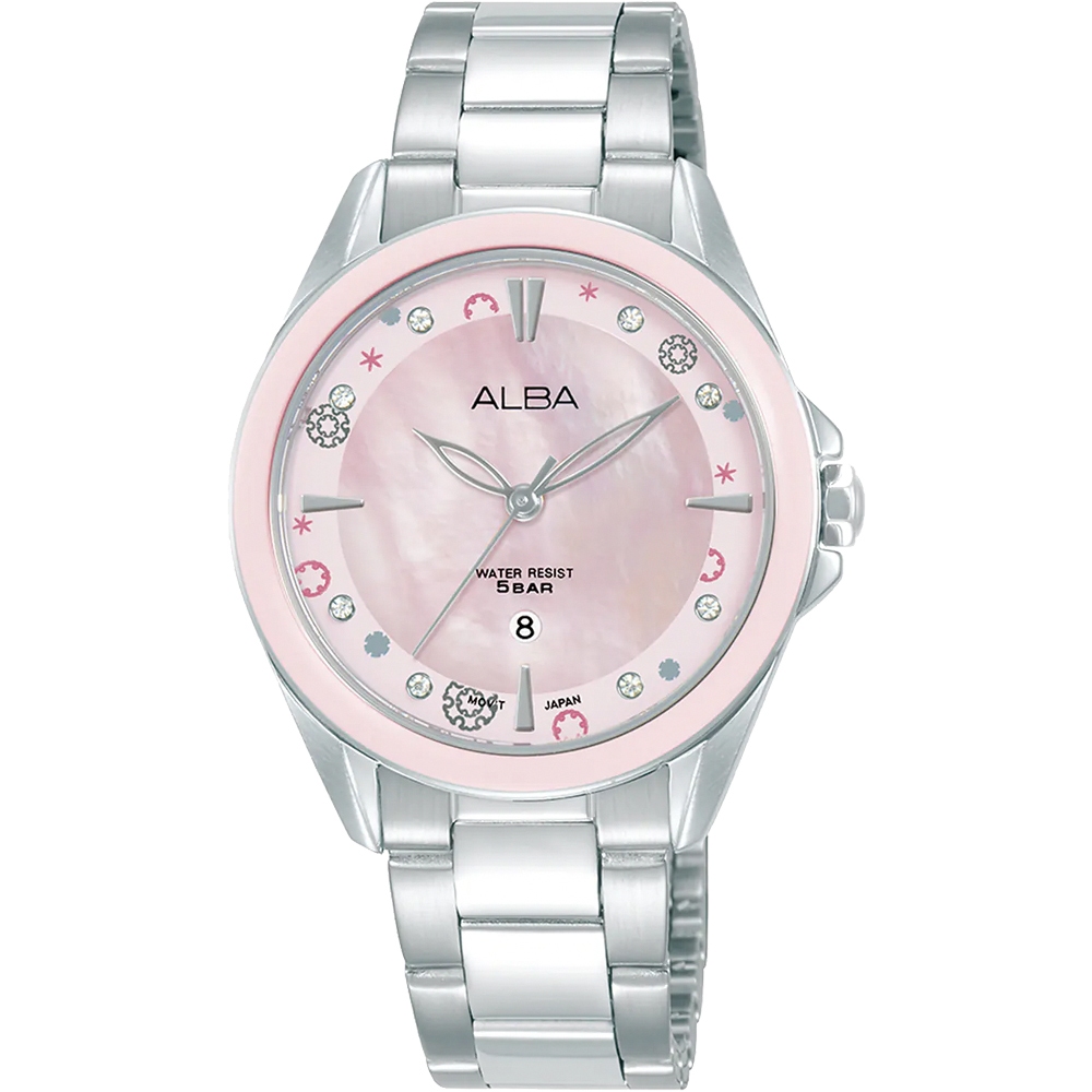 ALBA 雅柏 CUTiE 晶花 珍珠貝女錶 送禮首選-33mm AH7DV7X1/VJ22-X435P, , large
